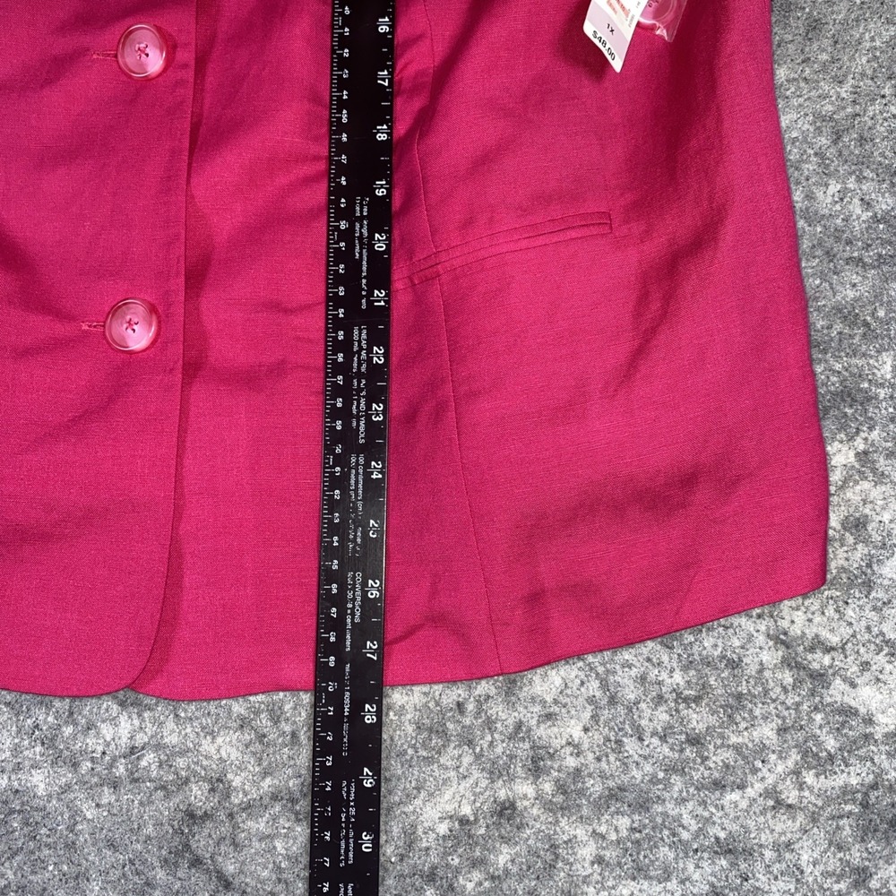 New East 5th Summer Blazer Women's 1X Barbie Pink‎ Button Up Linen Blend Y2K - Picture 7 of 10